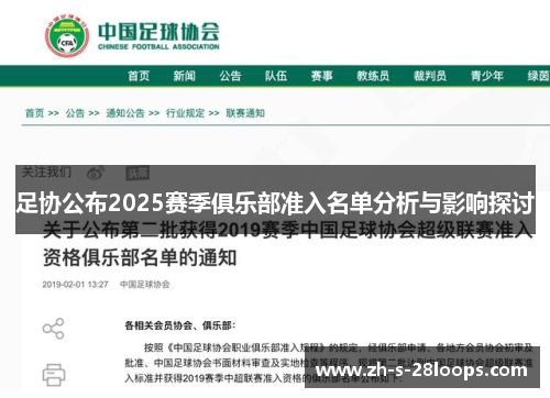 足协公布2025赛季俱乐部准入名单分析与影响探讨 足协公布2025赛季俱乐部准入名单分析与影响探讨